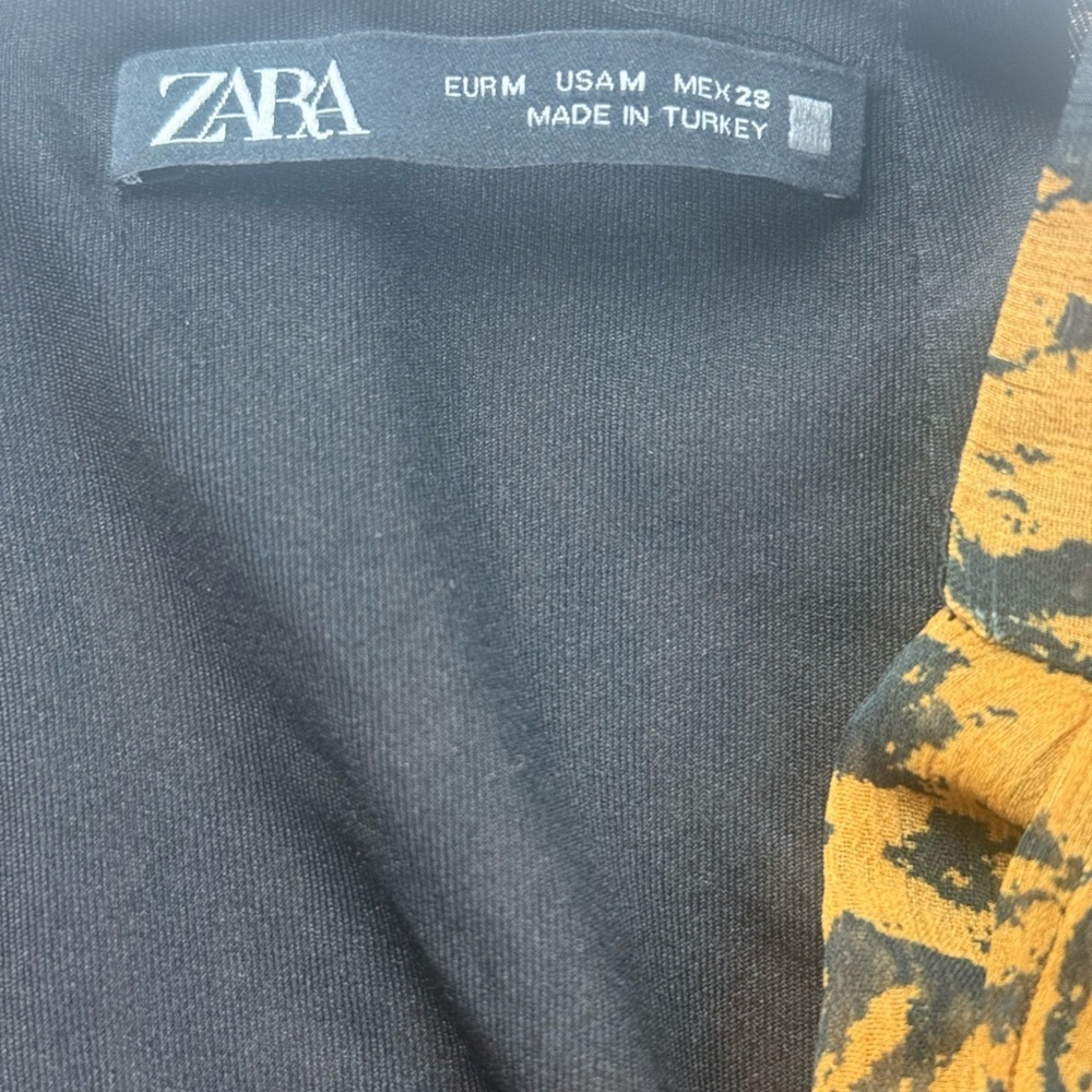 ZARA Women’s Draped Mini Skirt‎ Mustard Black Print Size M - Picture 8 of 9